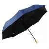 Hengdun simple solid color solid wood handle umbrella black rubber sun protection and UV protection sunshade umbrella 8-bone reinforced manual three-fold umbrella Morandi color commuting portable umbrella for both weather and rain, women support custom LOGO Specification image